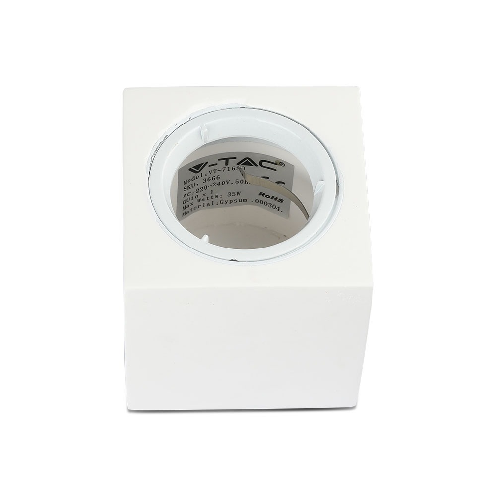 VT-716 1XGU10 FITTING WITH ALUMINUM RING SQUARE - WHITE