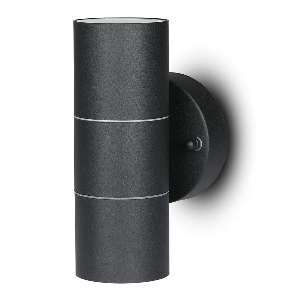 VT-7622 GU10 WALL FITTING,STAINLESS STEEL BODY,2 WAY IP44-MATT BLACK