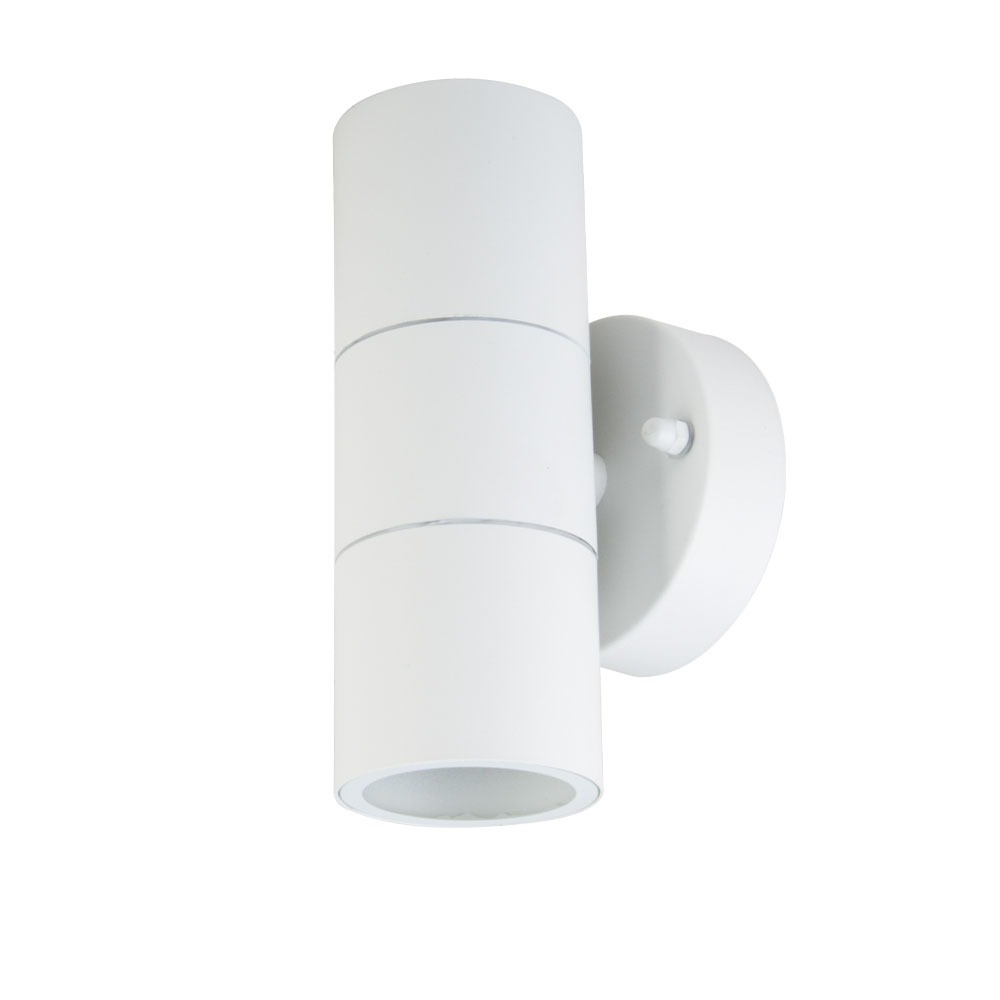 VT-7622 GU10 WALL FITTING,STAINLESS STEEL BODY,2 WAY IP44-MATT WHITE