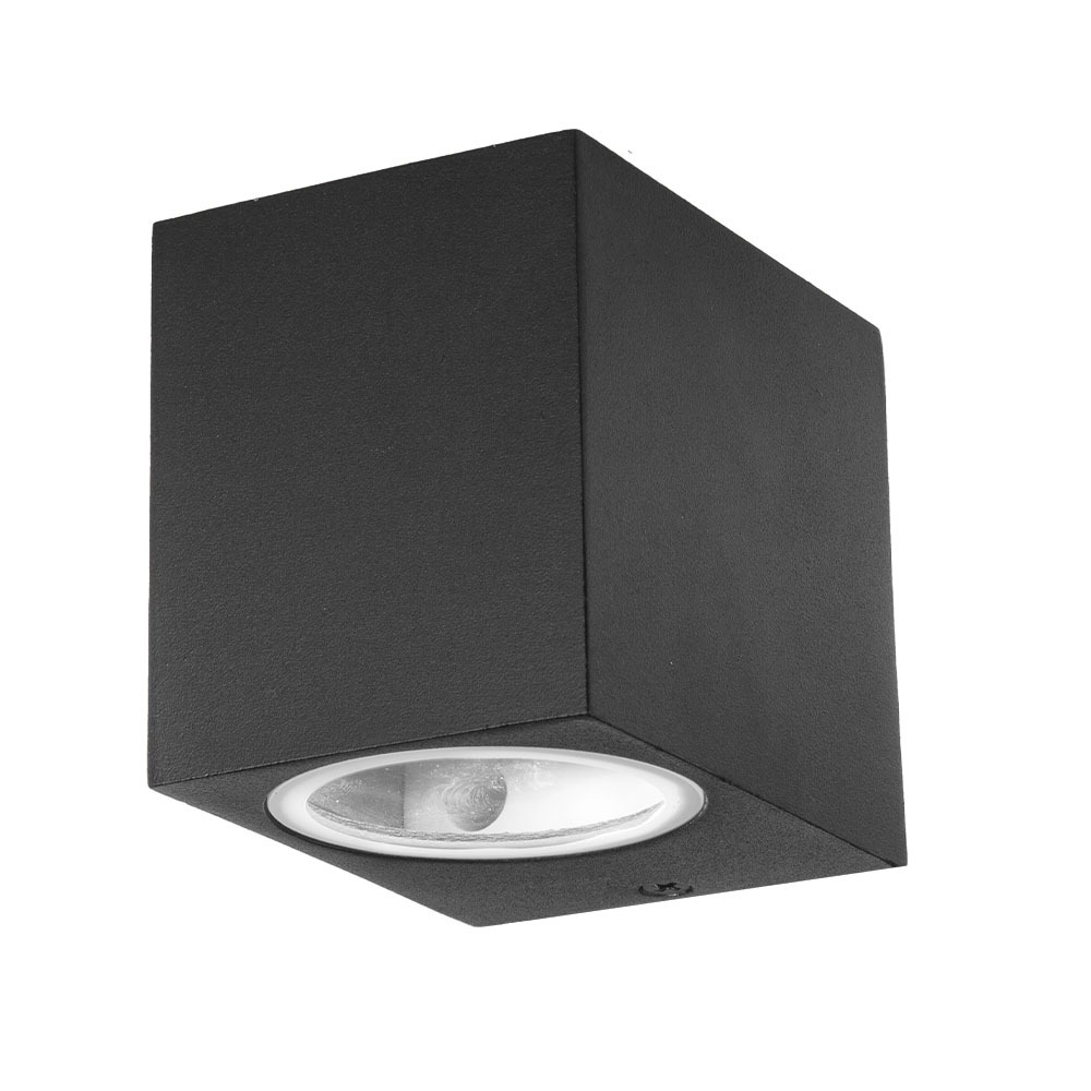 VT-7651 SLEEK GU10 WALL FITTING(ALUMINUM)SQUARE-BLACK 1 WAY IP44