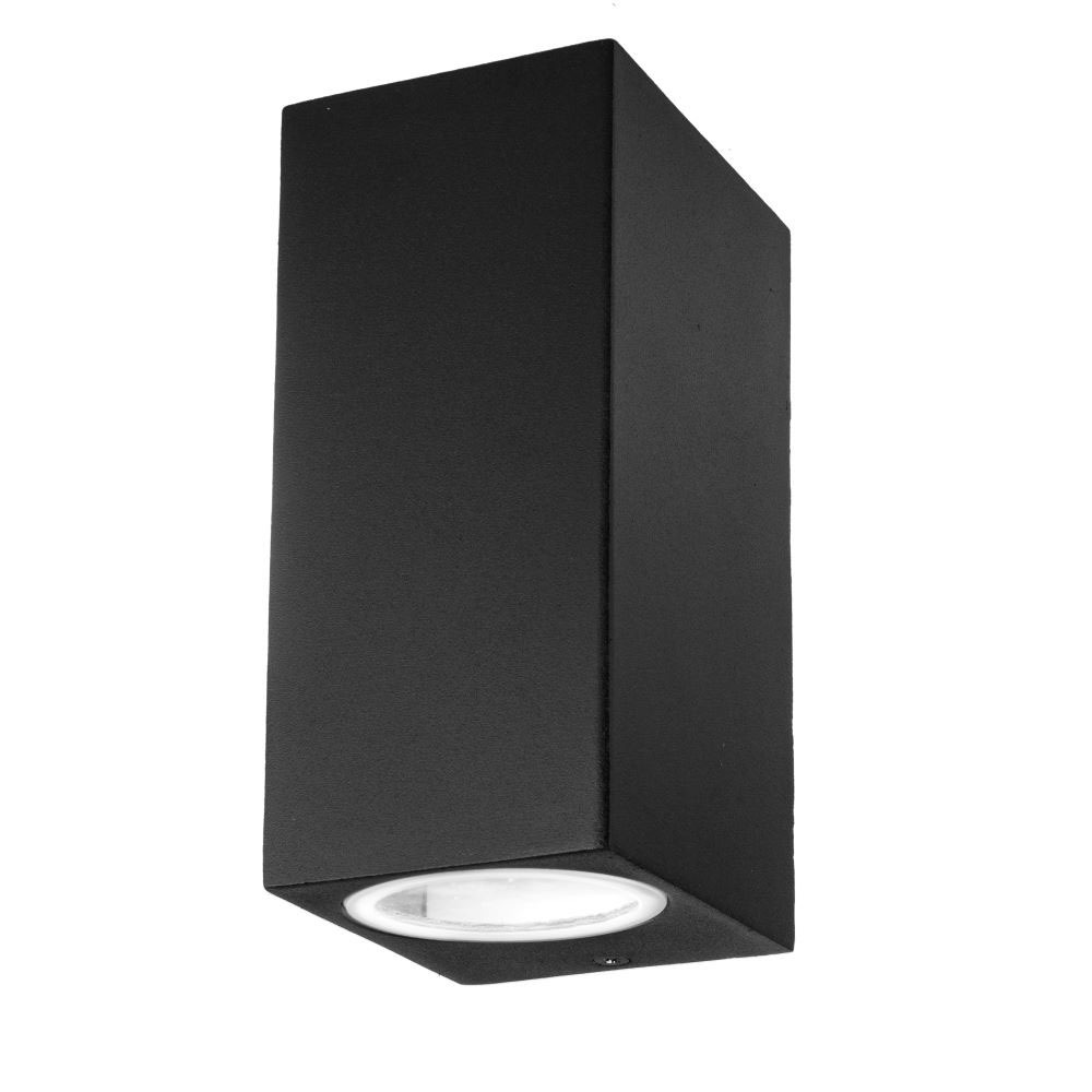 VT-7652 SLEEK GU10 WALL FITTING(ALUMINUM) SQUARE-BLACK 2 WAY IP44