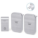 Aigostar - Wireless Doorbell and 2x Plug-in Receiver, 36 Ringtones 3 Volume Levels 150m Range - IP44, Silver