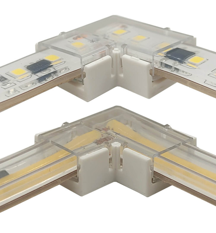 Connecteur L pour Rubans LED COB + SMD - 8mm - 10mm - IP65