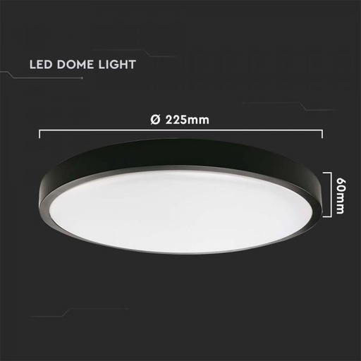 [7669] VT-8618S-B-RD 18W LED DOME LIGHT MICROWAVE SENSOR 4000K ROUND BLACK FRAME IP44