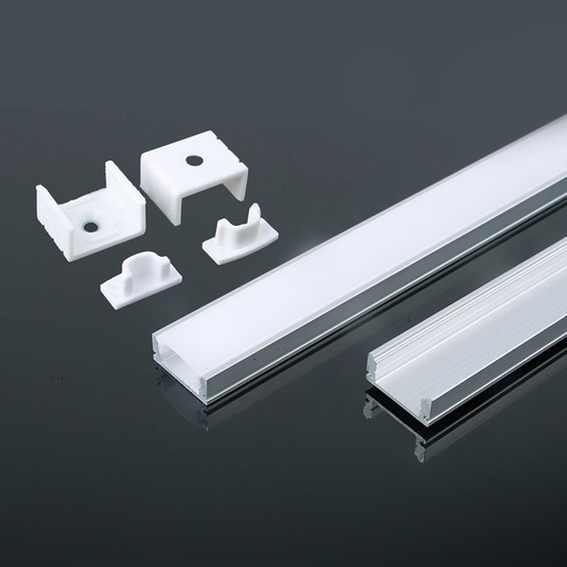 [3355] VT-8113 MOUNTING KIT WITH DIFFUSER FOR LED STRIP SURFACE 2000X17.4X7MM SILVER