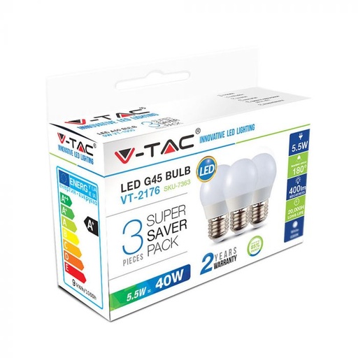 VT-2176 5.5W G45 PLASTIC BULBS  E27 3PCS/PACK