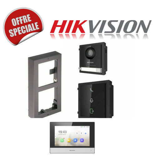 Kit d'interphone Hikvision DS-KIS602/KD-E/M (DS-KD-ACW2 + DS-KD8003-IME1 + DS-KD-E/M)