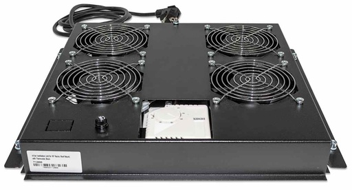 [712866] 4-Fan Ventilation Unit for 19&quot; Racks, Roof Mount, with Thermostat, Black