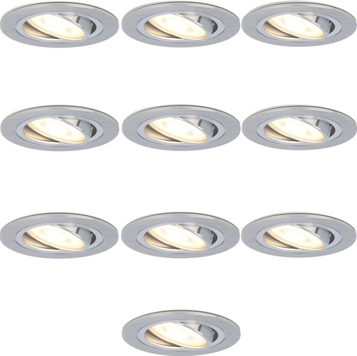 VT-782 Aluminium Set of 10 dimmable LED recessed spots gu10  6Watt tiltable