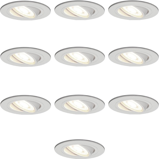 VT-782 Blanc Set de 10 spots encastrés LED dimmables avec spot 6.5 Watt inclinable