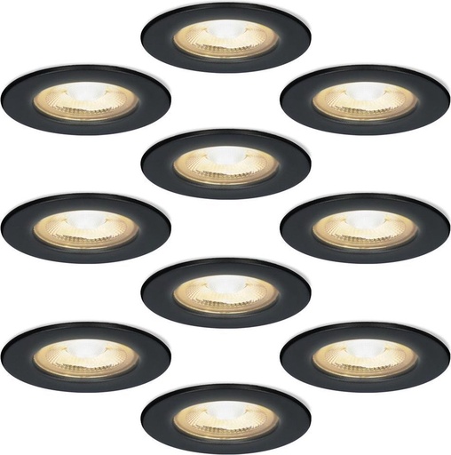 ELMARK 9251R/BL-SET Black Set of 10 dimmable LED recessed spots gu10  6Watt tiltable -Cutting 70mm