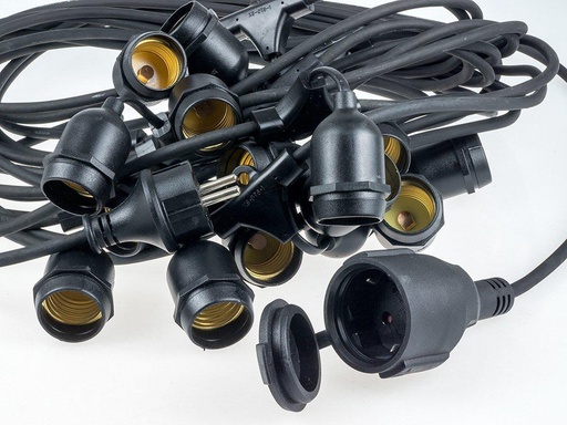 AV-713 Waterproof String Light  (5m-10m-15m) + 3m Extra 10/15x E27 HOLDERS, IP54 Without Bulbs