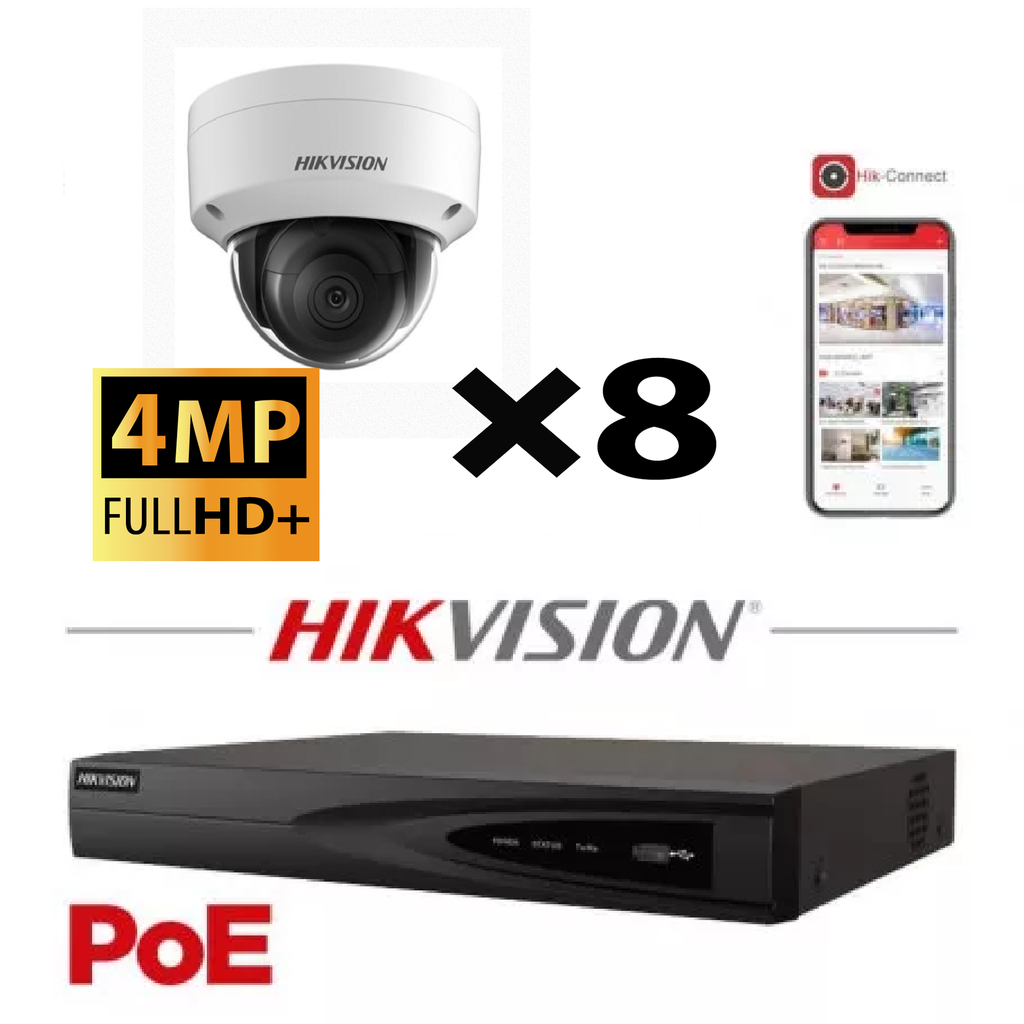 HIKVISION IP Camera Kit  8x Camera Lite Serie 5MP NVR 8xChannel POE- Hard Disk 4Tb