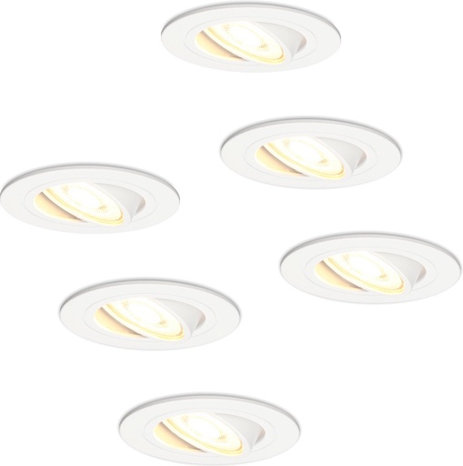 VT-782 Blanc Set de 6 spots encastrés LED dimmables avec spot 6.5 Watt inclinable