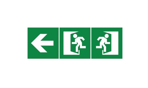 [LUZ-P1] ADHESIVE PICTOGRAM P1 300X100MM (ARROW+2 DOORS)