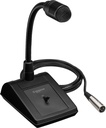 Monacor PDM-302 PA desktop microphone, with gooseneck. Dynamic, push-to-talk switch,  5 m Cable XLR plug