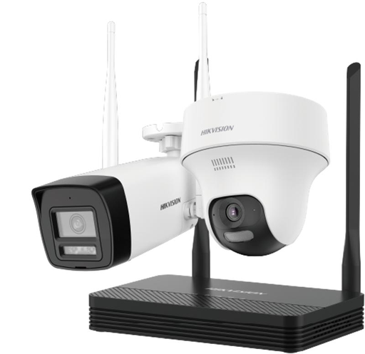 [NKS424W02H] HIKVISION NKS424W02H Kit IP Wi-Fi 4MP H.265 01x Camera Canon + 01x Camera tourelle WiFi NVS Kit - 512 Go Micro SD