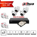 DAHUA Smart Dual Light Series 30m IP Camera Kit - 4x 6 Megapixel 2.8mm Camera Turrets + 8 Channels POE NVR + 2TB Max 8x Camera