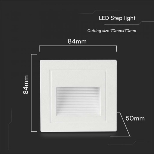 [10377] VT-1129 5W - 3000K LED STEP LIGHT WHITE BODY SQUARE   84x84x50mm