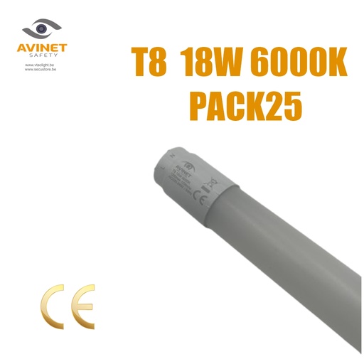 [AV12022*25] Avinet LED tube 120 cm - T8 - Cold white - 6000K - 15000h - 120lm/W - Pack 25Pcs