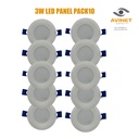 AV-301 3W LED PANEL LIGHT 220V  ROUND PACK 10