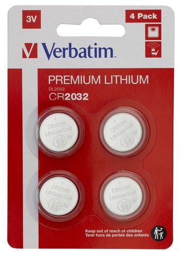 [CR2032-4] Verbatim CR2032 3V Lithium Battery (4 pack)