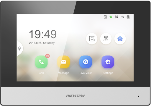 [DS-KH6320-WTE1-B] Hikvision DS-KH6320-WTE1 7" touchscreen wifi 802.11b/g/n; PoE/12 VDC. TF-kaart, max. 32G
