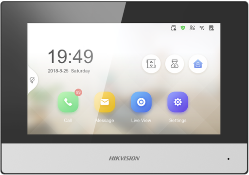 [DS-KH6320-WTE1-B] Hikvision DS-KH6320-WTE1 7“ Touch-Screen Wi-Fi 802.11b/g/n; PoE/ 12 VDC. TF card, max 32G