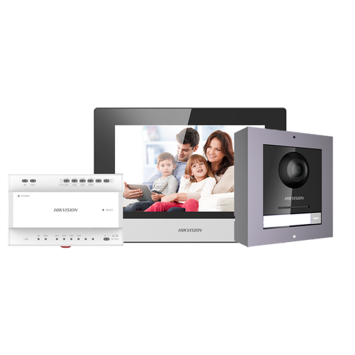 Hikvision DS-KIS702 2-Wires IP video intercom kit 1x call button - 7Inch Touch WIFI Monitor