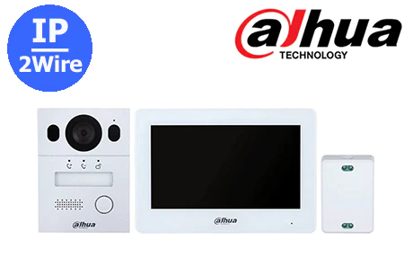 [KTX01] Dahua video intercom DHI-KTX01 complete kit 2 draads met video deurbel, monitor en converter - Wifi Monitor / DMSS Apps