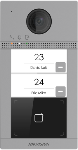 [DS-KV8213-WME1/S] Hikvision DS-KV8213-WME1/S door station Surface Aluminum 2 x Button, PoE/ 12 VDC, Mifare card WIFI - 2 relay 